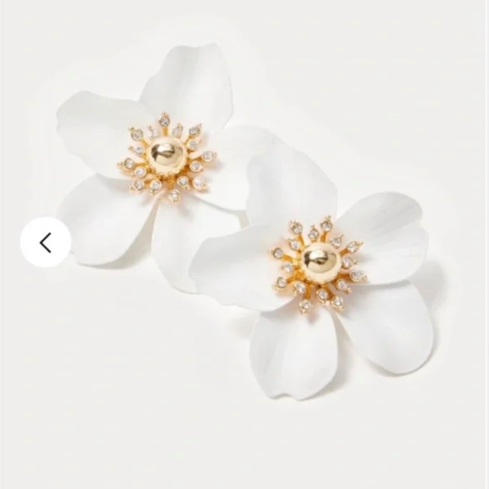 $43 Lilly Pulitzer Oversized Orchid Earrings in Resort White. New